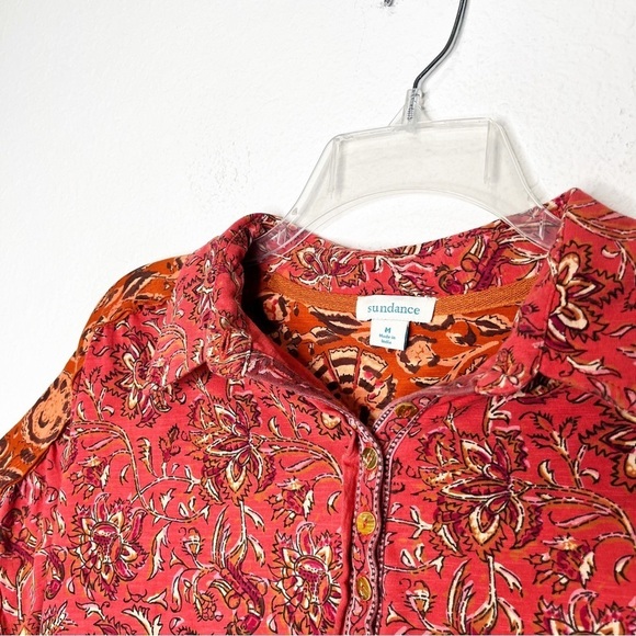 Sundance Lorena Mixed Peplum Popover Paisley Button Top - Picture 6 of 13